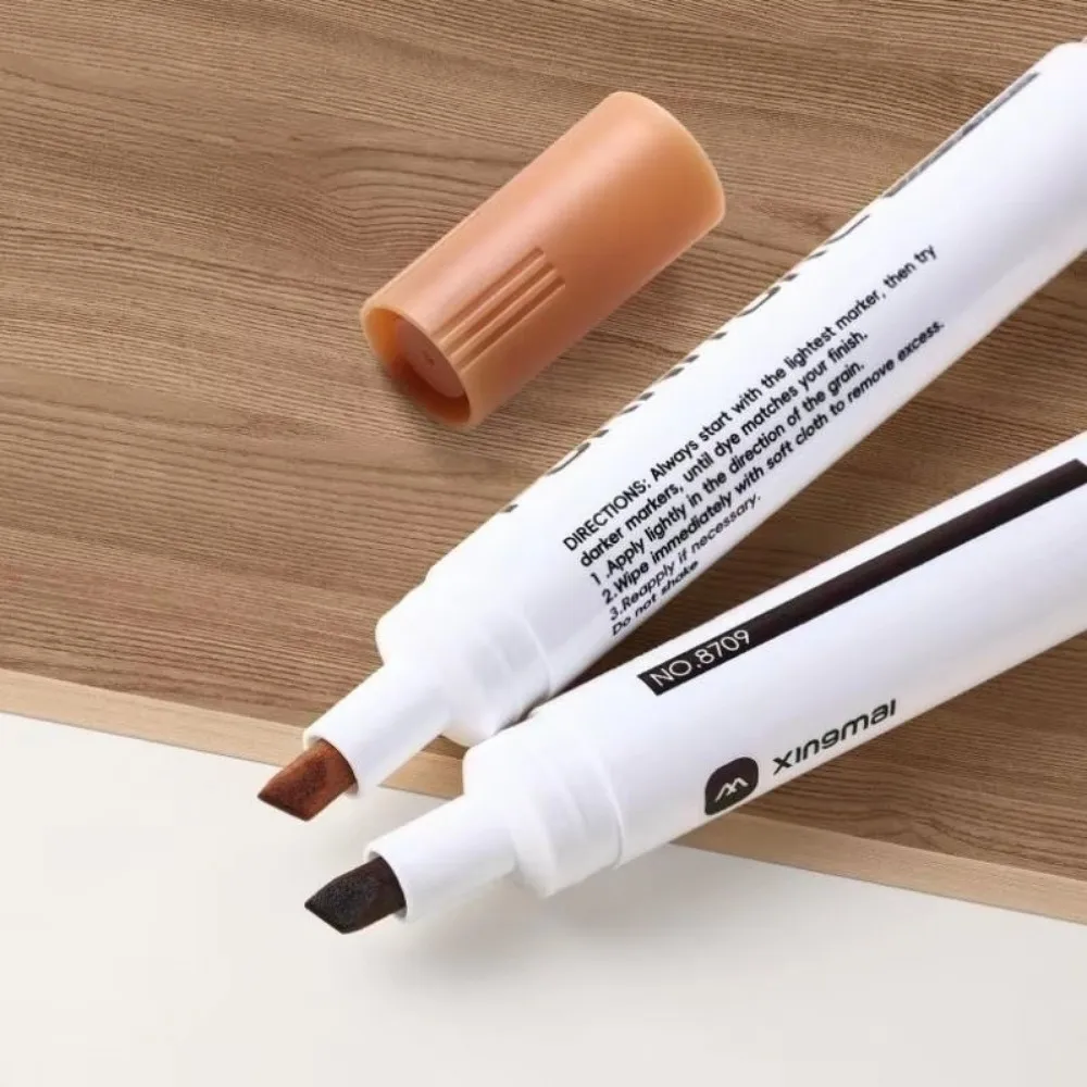 12pcs/set Waterproof Wood Furniture Repair Pen Scratches Chips Color Touch-Up Wood Grain Touch-Up Pen Exposed White Edge Smooth