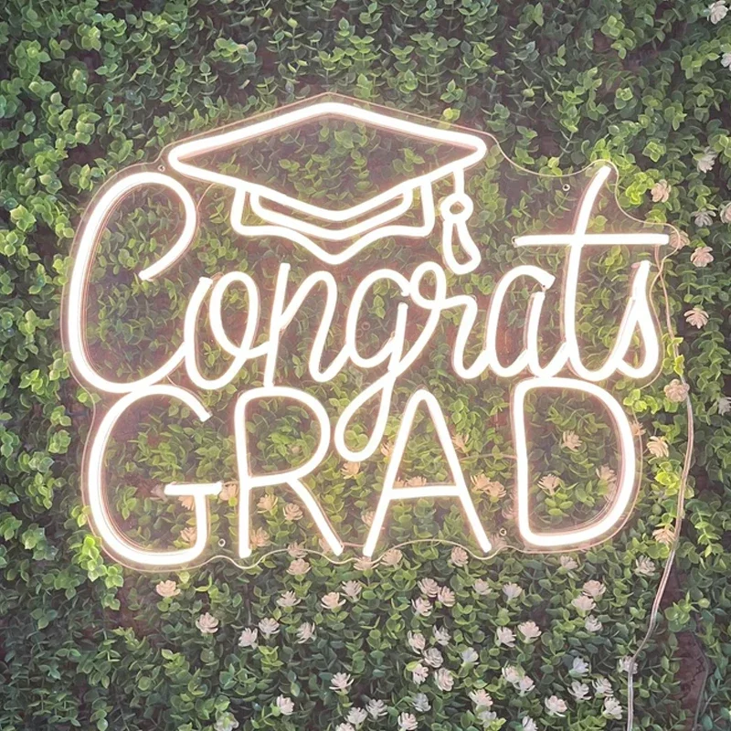 Happy Congrats Neon Sign Light Wall Decor LED Neon Signs for Congratulations Graduation Wedding Birthday Party Celebration Gifts