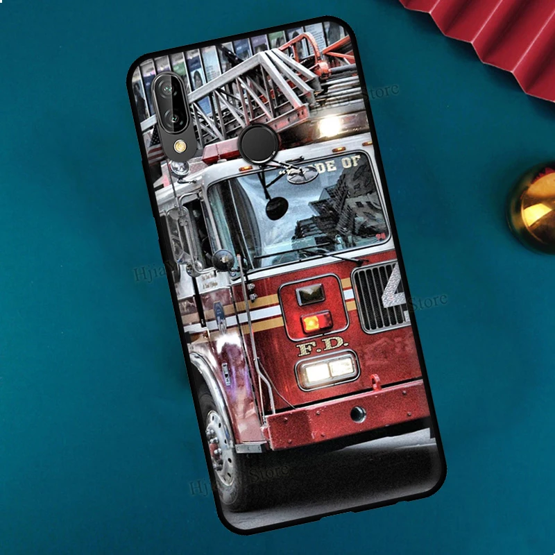 Coque de téléphone souple avec motif camion de pompiers, étui pour Huawei P30 Lite P40 P20 Pro Mate 20 10 Lite P Smart 2021 2019