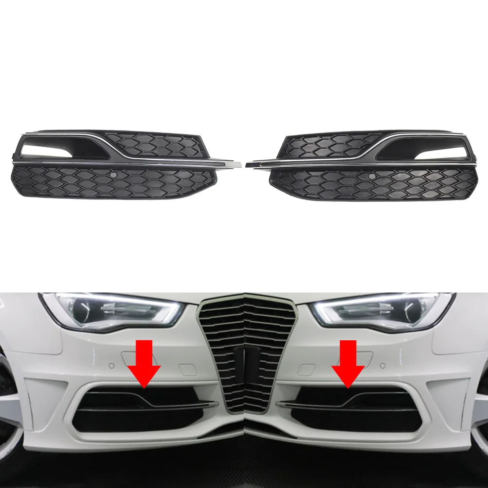 1Pc Car Front Lower Grill Fog Light Bezel Honeycomb Grille For Audi A3 S3 2013-2017 Only For S3 Bumper Or Sport Models