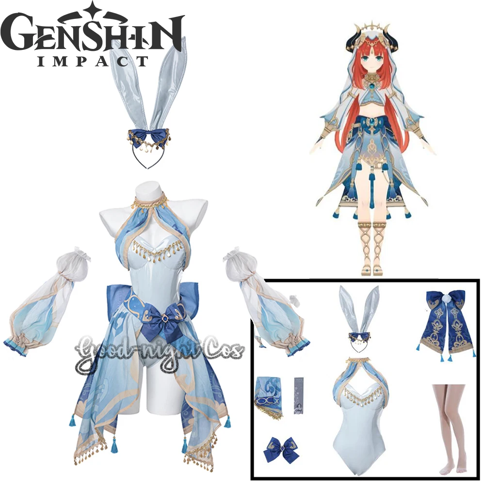 

Game Genshin Impact Nilou Bunny Girls Cosplay Costumes Catsuit Jumpsuit Women Sexy Bunny Girl Leather Cloth Halloween Costumes