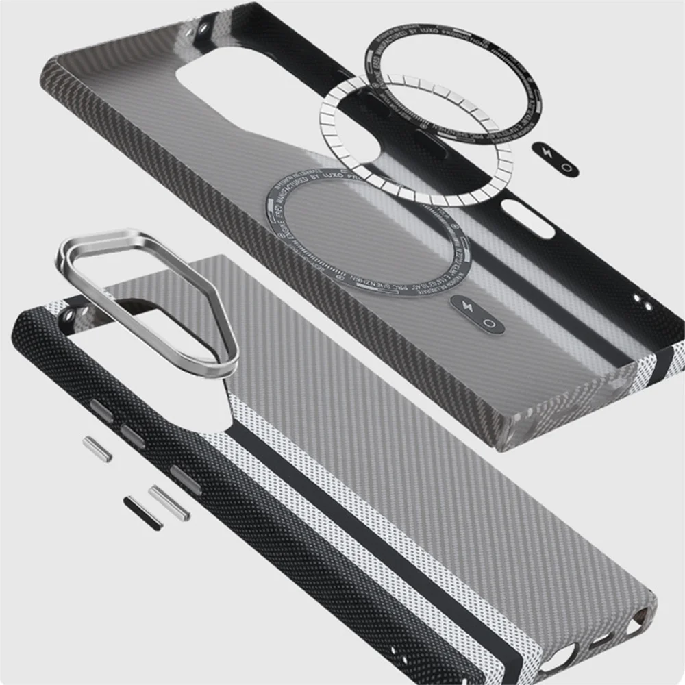 Mganetic Cloud Patterned Slim Case for Samsung Galaxy, S23, S24 Ultra Plus, Matte, Karbon Hard Cover for Magsafe Metal Lens