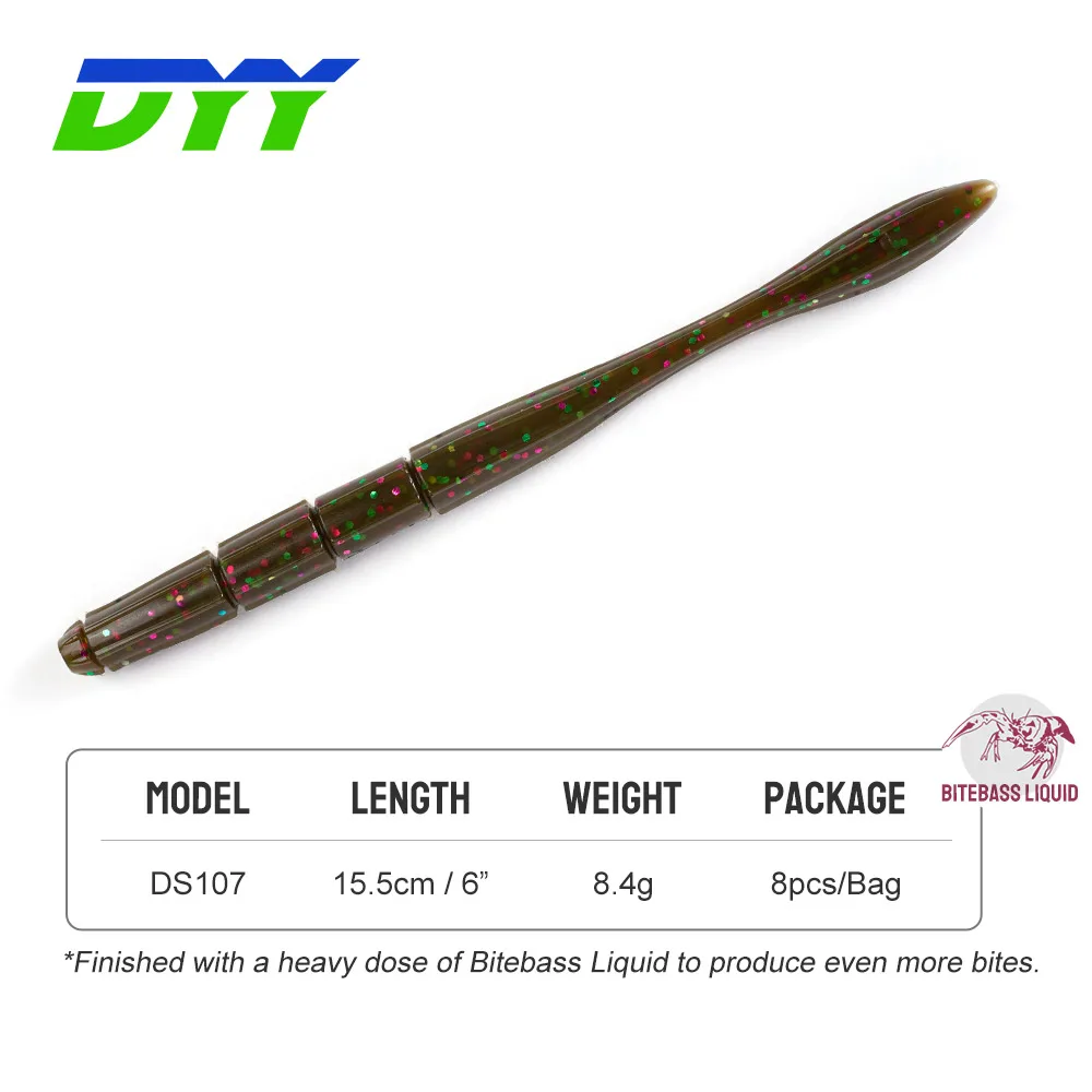 DYY-Silicone Swimbait for Bass and Pike Fishing, Drop Shot Bait, Soft Lures, Bubble Bait, Worm, Drop Shot, 15.5cm, 8.4g, 8Pcs