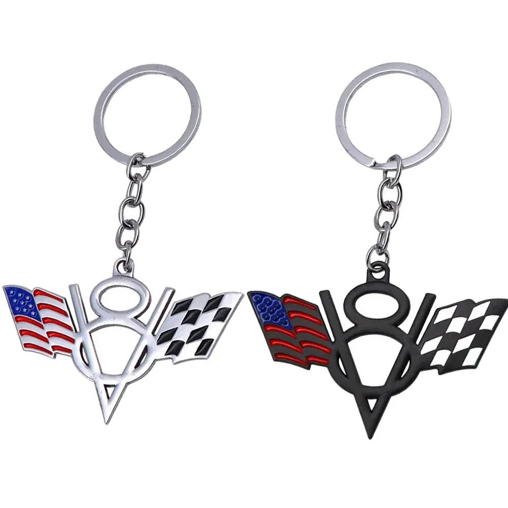 V8 Flag Car Styling Keyring Key Chain Pendant Buckle for Audi Jeep Mitsubishi Jaguar LEXUS MINI Abarth Volvo VW Fiat Nissan