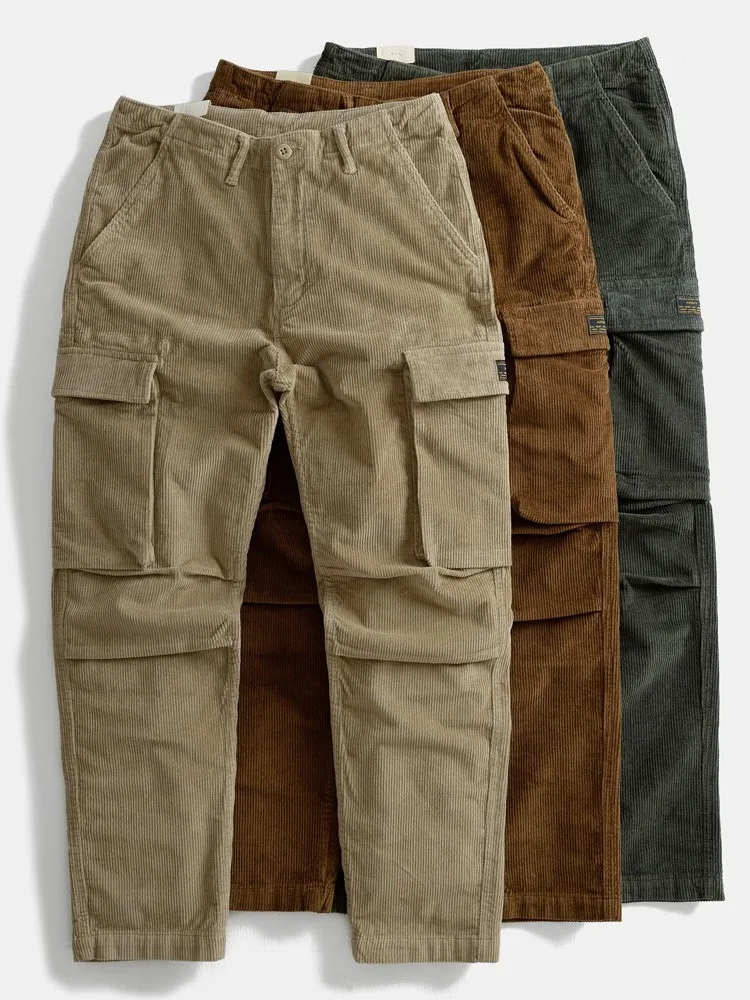 

Тяжелые вельветовые мужские прямые брюки, весенне-осенние новые универсальные свободные брюки в американском стиле ретро, рабочая одежда