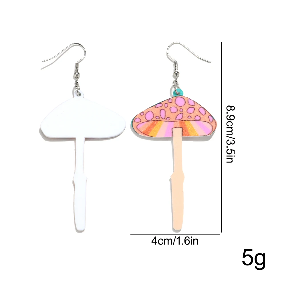 Funny Acrylic Colorful  Mushroom Long Drop Earrings for Women Cute Cartoon Earring Jewelry Gifts Accessory