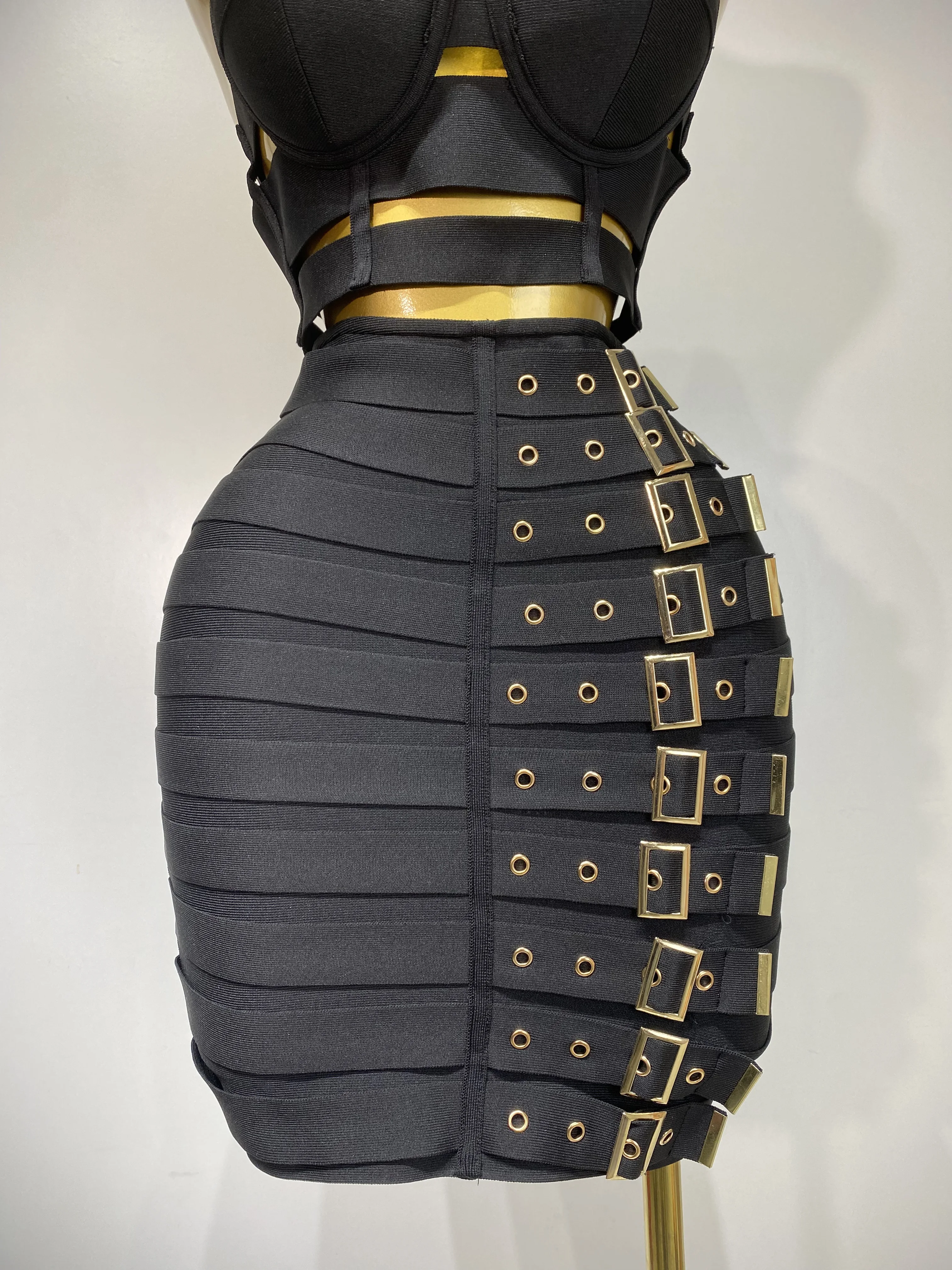 Women Sexy Black Cut Out Bodycon Bandage Skirt Two Piece Set 2025 Celebrity  High Streeet Evening Birthday Club Party Outfits - AliExpress 200000345