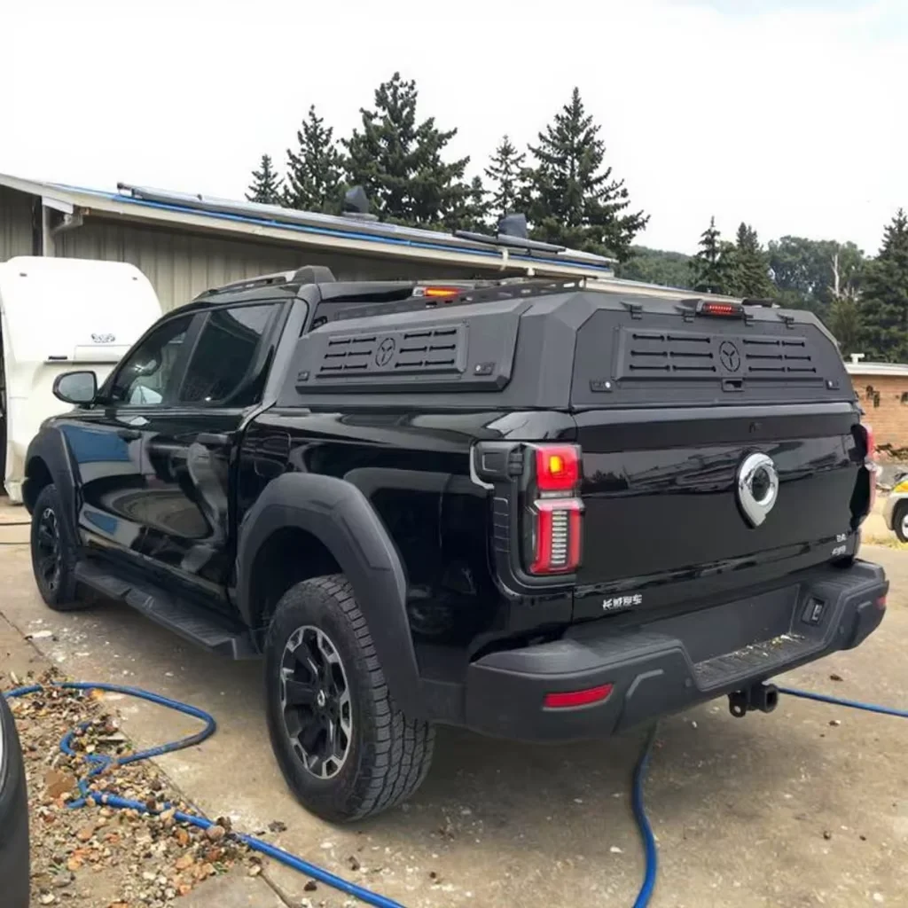 

Dream Garage Aluminum Alloy Half Height Canopy For Pick-up Truck Waterproof Roof Top Tent Manual Hinged Operation Locking Tailbo