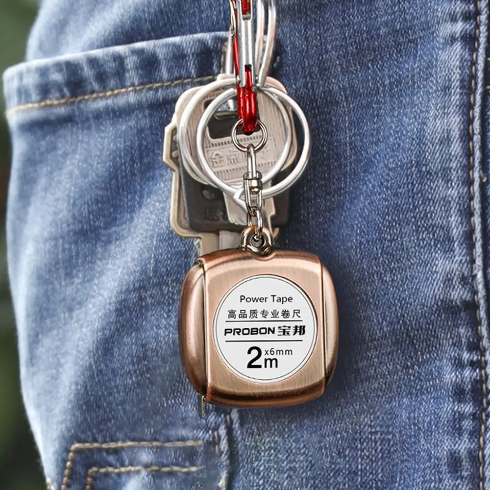 Small Roulette Keychain Tape Measure Delicate Keyring Retractable Ruler Mini 2M Measure Tape Gift