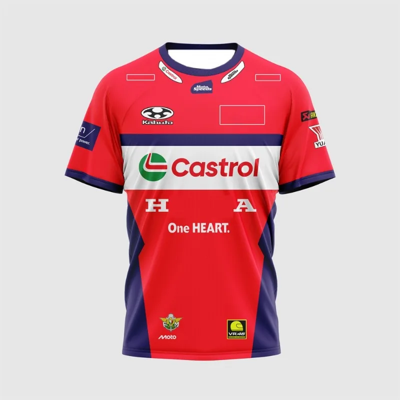 

Джерси Hon HR Castrol Racing 2025 с принтом Luca Marini Joan Mir, спортивная футболка, мужской и женский новый летний топ с короткими рукавами