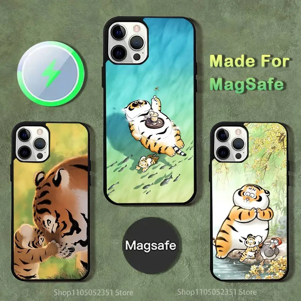 

Fat Tiger Phone Case For iPhone 16,15,14,13,12,11,Pro,Max,Plus,Mini,SE4,E Magnetic Magsafe Wireless Charging