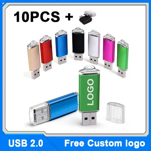 10 uds/venta al por mayor logotipo personalizado gratis unidad Flash USB Pen Drive typec a usb 1GB 2GB 4GB 8GB 16GB 32G 64GB 128GB memoria Flash Disk