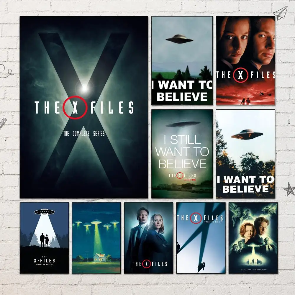 TV Series T-The X-Files Poster PP Self-Adhesive Waterproof Wall Decor for Bedroom,Living Room,Dorm,Bar Aesthetic Decor Gift