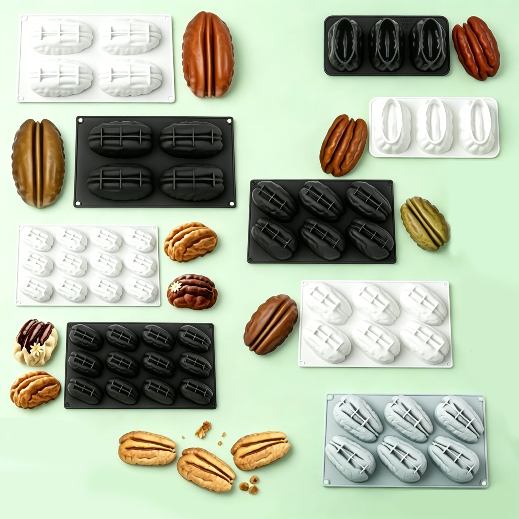 Pecan Nut Design Silicone Cake Baking Mould Food Grade Non-stick Molds for Mousse Cake Chocolate Handmade Soap Craft Supplies