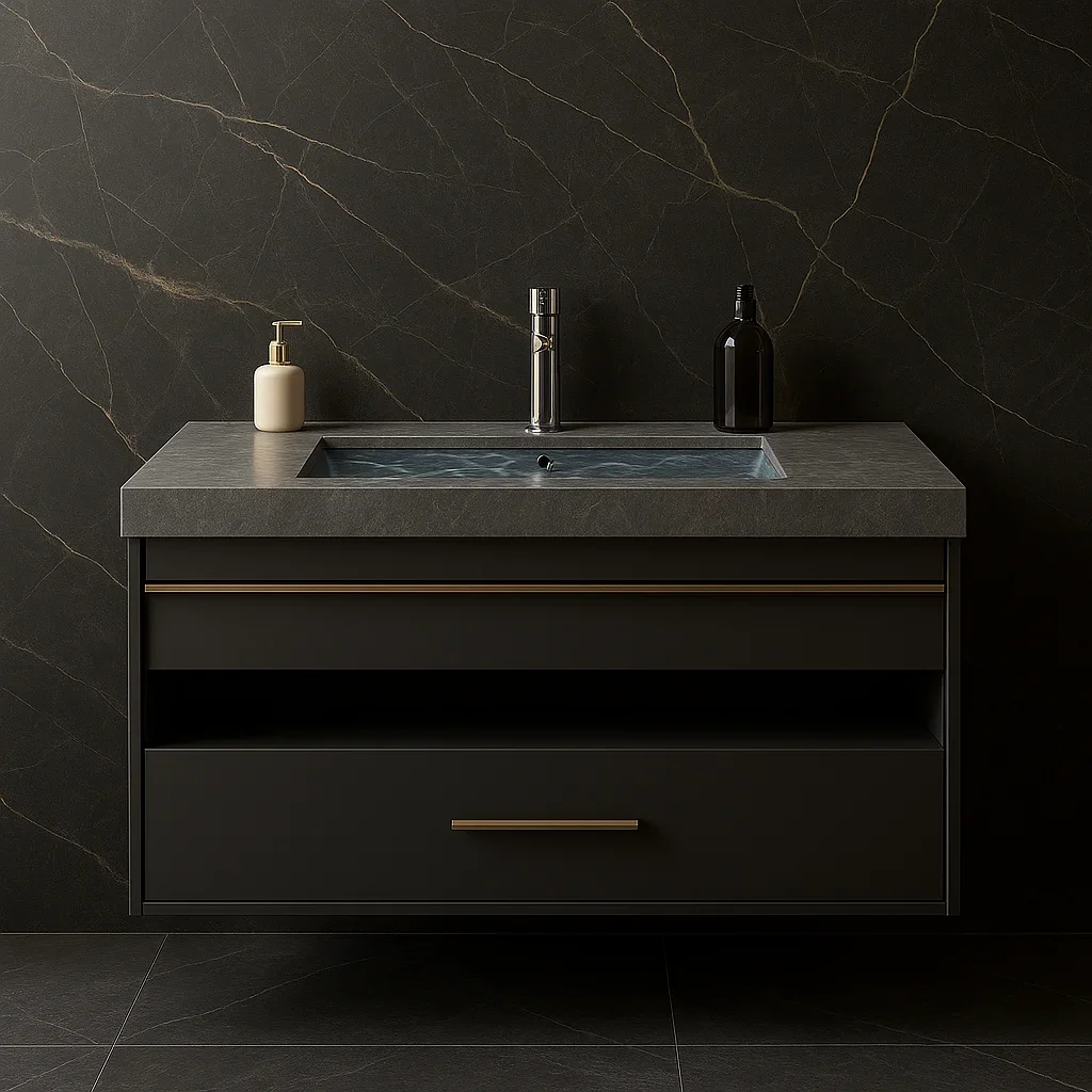 Deluxe Wall Mounted Bathroom Cabinet Vanity Set Stainless Steel Vanity