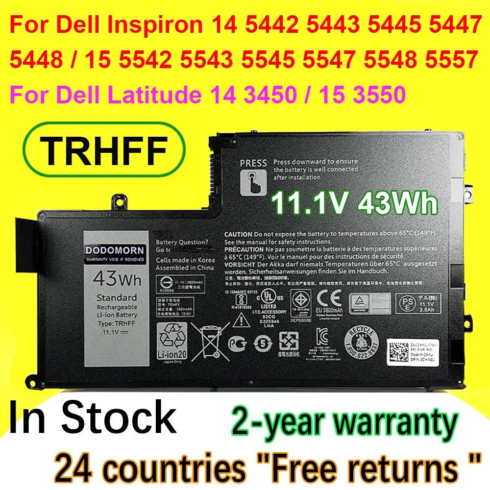 

TRHFF Laptop Battery For Dell Inspiron 14 5445 5447 5448 15 5542 5543 5545 5547 5548 5557 Latitude 3450 3550 Series 43Wh 11.1V