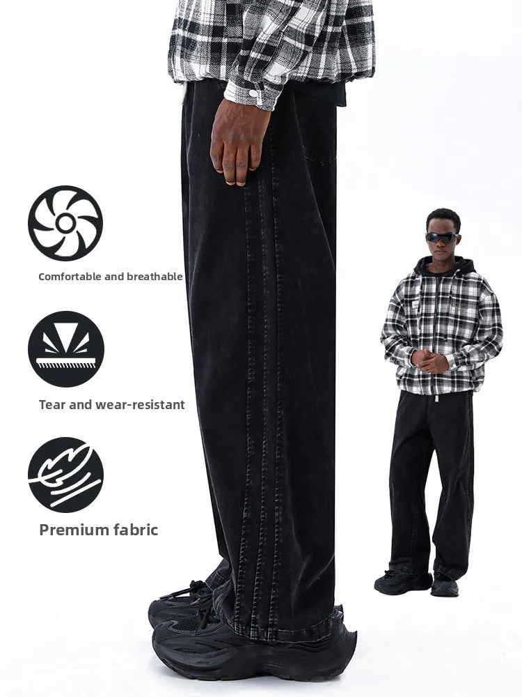 

MMOPTOP Men's Casual Straight Leg Loose Fit Pants American Sle Cotton Wear Resistant High Breathabili Daily Wear