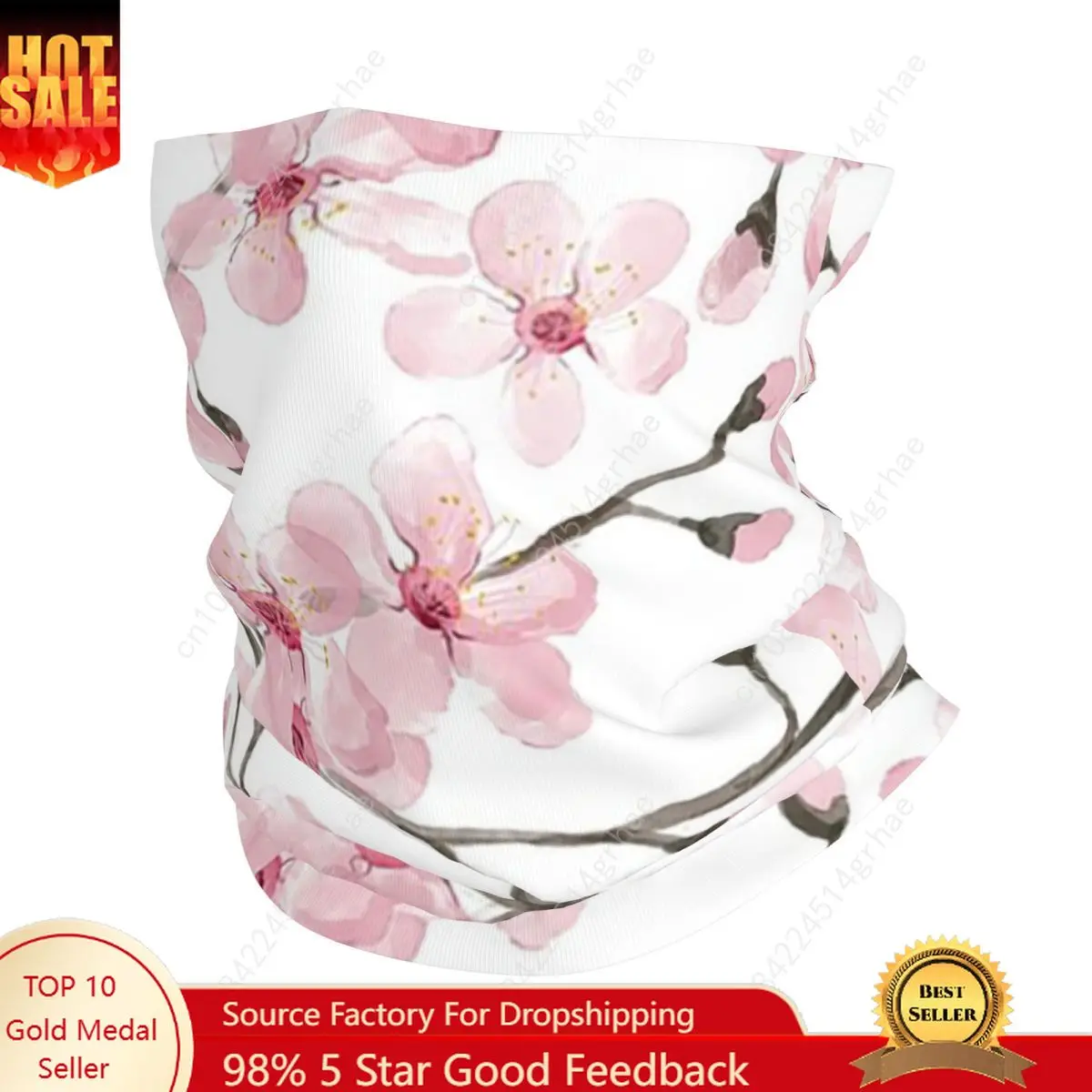 

Cherry Blossom Watercolor Fashion And Home Decor By Magenta Rose Designs Bandana Neck Gaiter Printed Wrap Scarf FaceMask Hiking