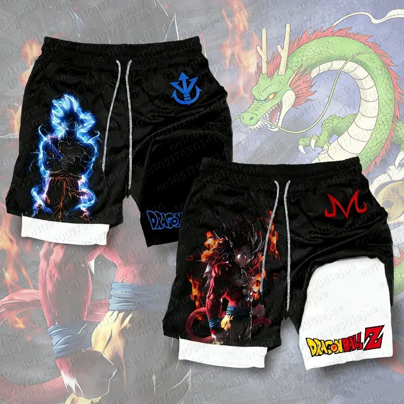 Dragon Ball Anime GOKU Peripheral Printed Double Layer Shorts 2026 Latest Spring and Summer Sports Men's Loose Breathable Pants