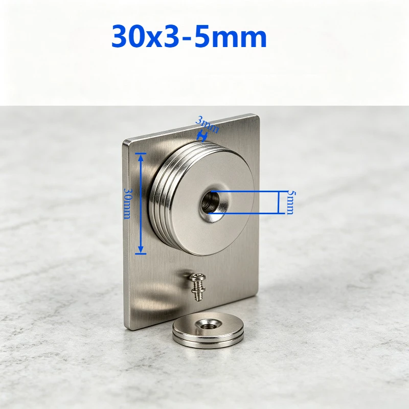 30x3-5mm Round Countersunk N35 Neodymium Magnet 30*3-5 mm, Hole 5mm Disc Magnet for Handmade Projects Industrial Office Fixing