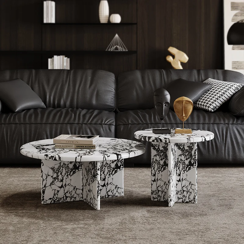 Nordic Light Luxury Marble Side Table Bulgari Black Round Tea Table Modern Home Decoration Coffee Table Creative Art Appearance