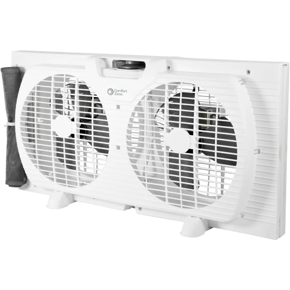 Window Fan for Bedroom, 9 inch 3 Speed Dual Fans with Auto-Locking Expanders, Window Exhaust Fan, Removeable Bug Screen