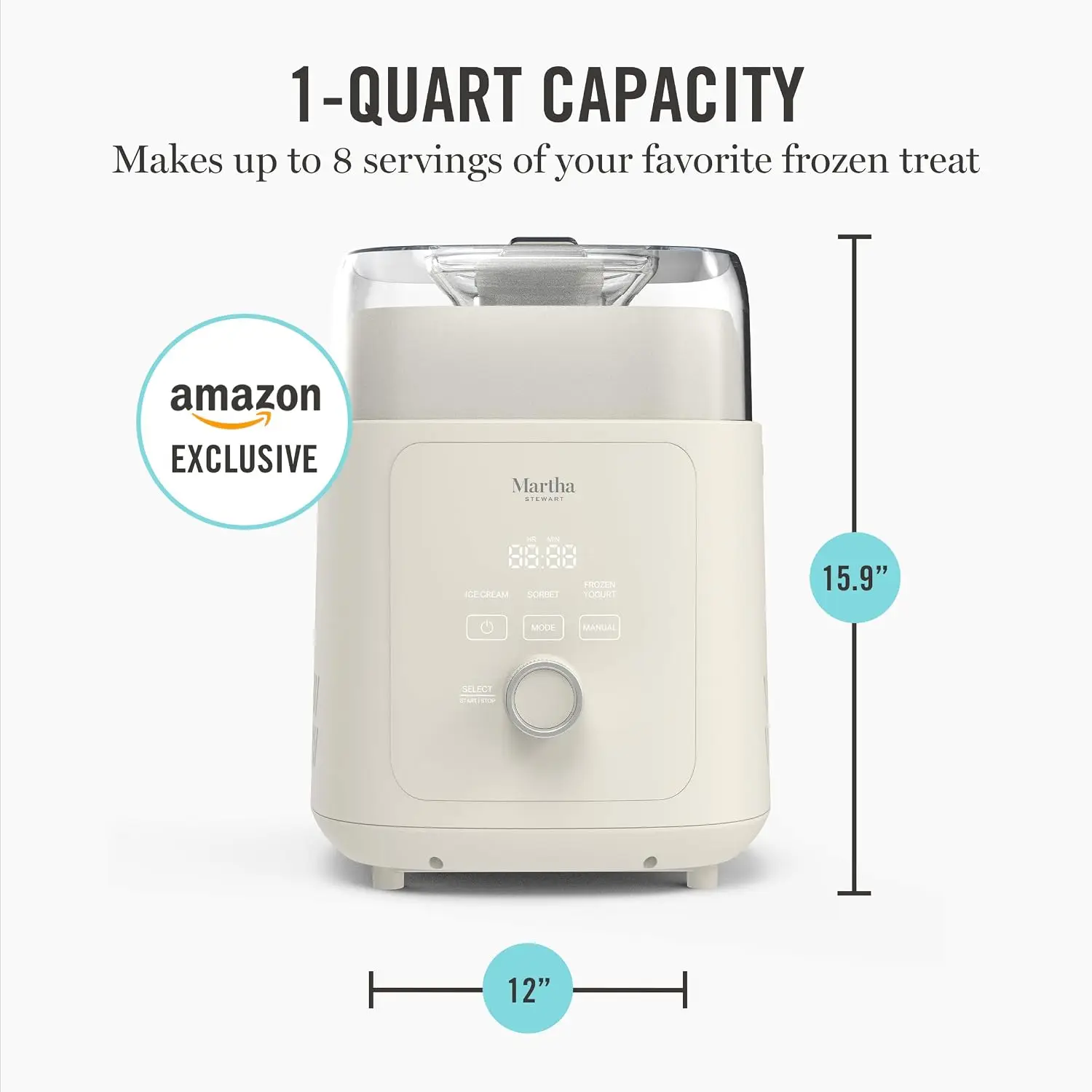 ^Ice Cream Maker Machine, 1QT Fully Automatic, 3 Modes, Linen | No Freezer Required, Ready in 30 Mins, Ice Cream, Sorbet 5