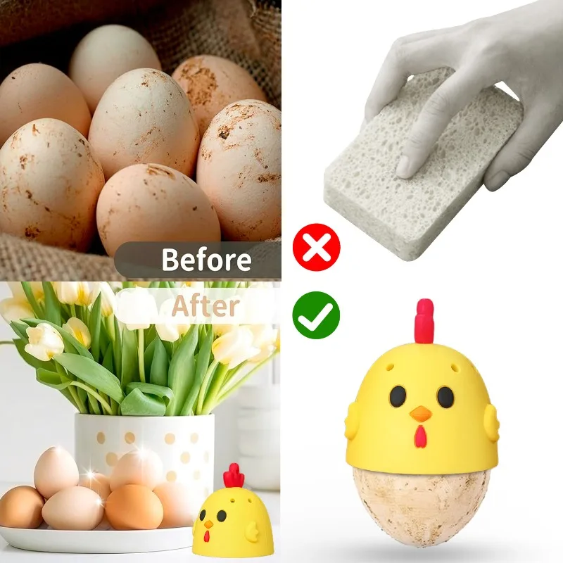 1Pc Fresh Egg Brush Cleaner Ultra Effective Reusable Silicone Scrubber for Eggs Veggies Fruits Chicken Poultry Gentle Durable