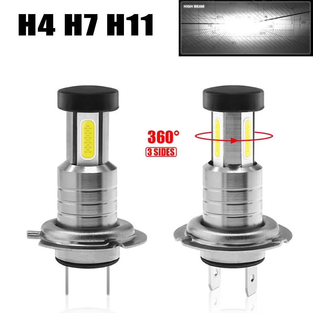 

2pcs Car H7 LED Headlight Bulbs 12V 24V 110W 30000LM Headlight Conversion Kit Bulb High or Low Beam 6000K White LED Fog Lamp