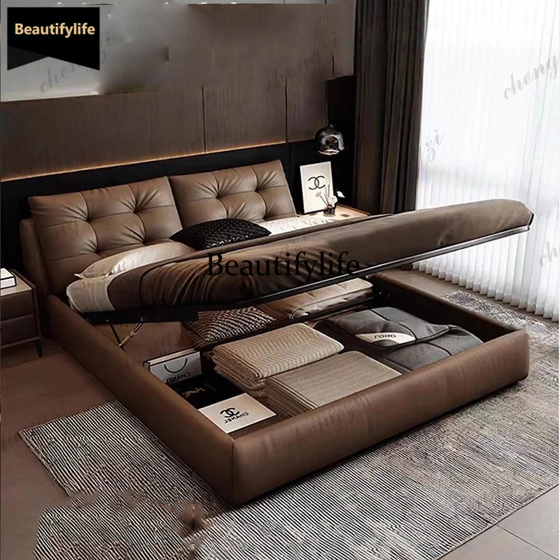 Q181 Europäisches Luxus-Bettdesign Schlafzimmer Doppelbett Kingsize-Bett Plattformbett Platzsparendes Letto Matrimoniale Lounge-Suite Möbel