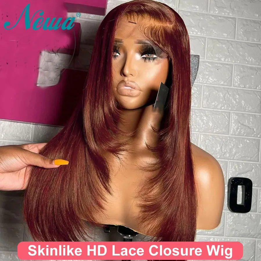 Human Hair Wigs 5x5/6x6/7x7 Glueless HD Lace Closure Wigs Layer Cut Straight Wig Pre Plucked Bleached Knots 13x4 HD Frontal Wigs