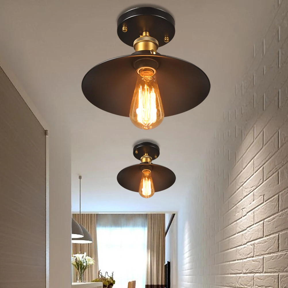 

Retro Ceiling Light Black Steel Shade Vintage Kitchen Bar Lamp Edison Wall Warm Glow Decor Indoor Lighting Fixtures