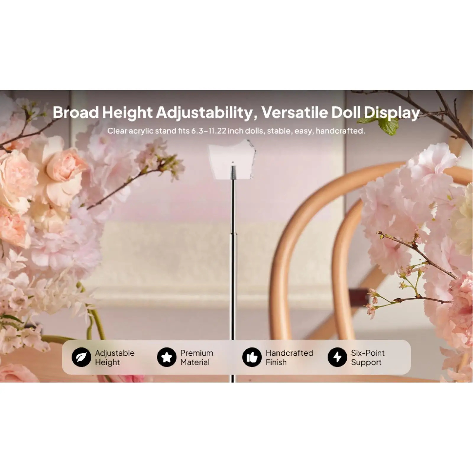 Mini Doll Display Holder, Transparent Model Support Rack Prop, Clear Doll Stand for 1/6 Dolls