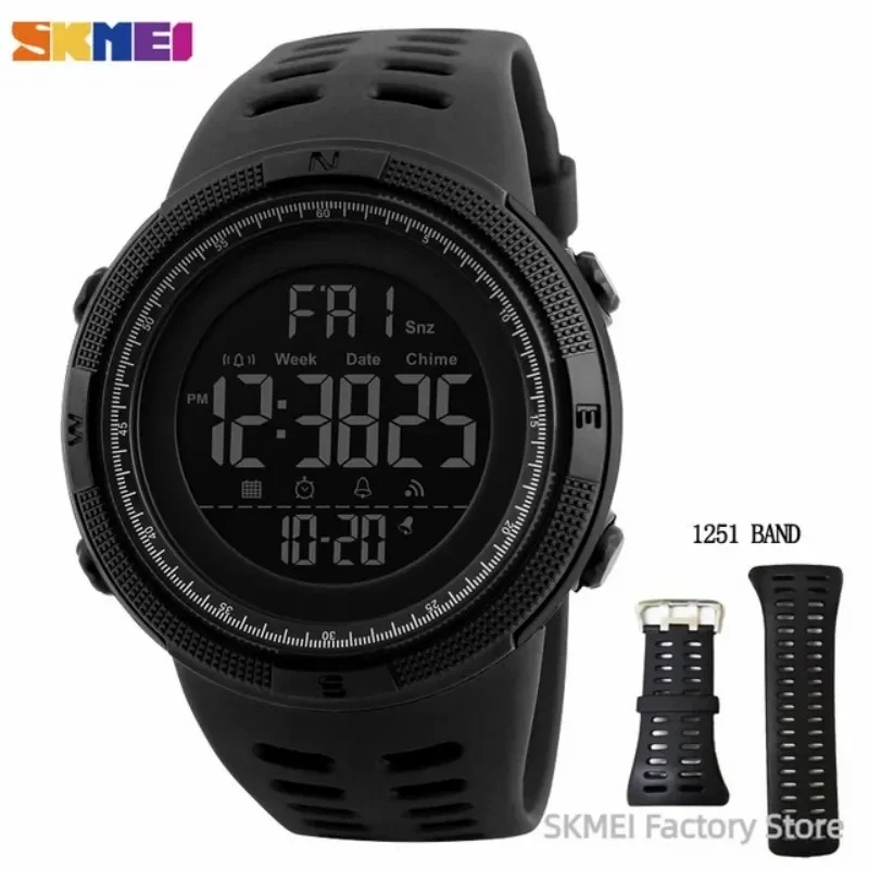 SKMEI 1251 Sport Watch for Men Waterproof Digital Countdown Electronic Mens Wristwatches Military LED Clock 1560 Reloj Hombre