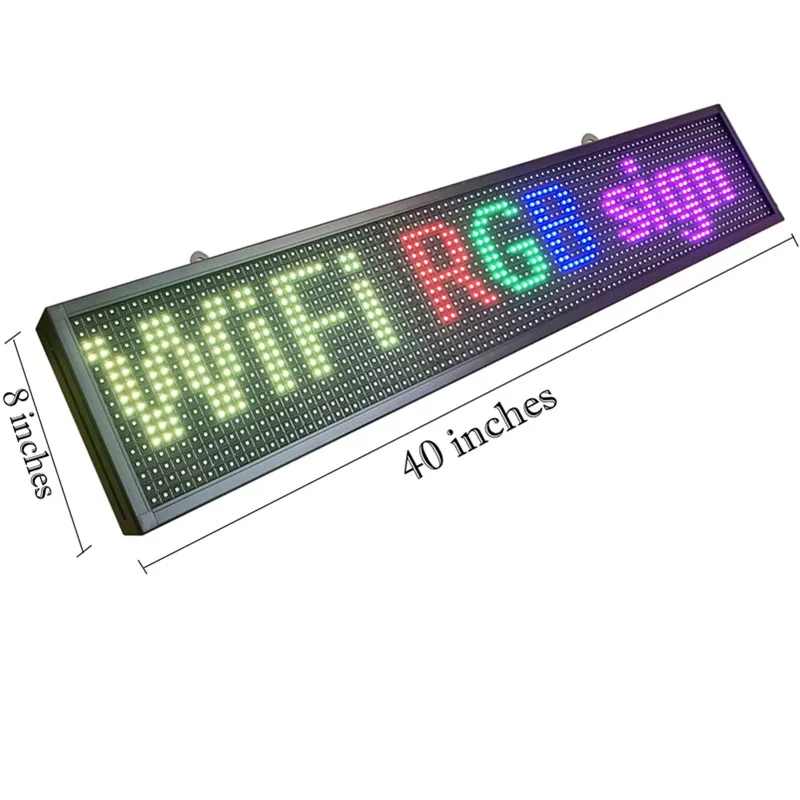 Full-Color P10 LED Sign Programmable WiFi Rolling Information LED Display Digital Message Display Board by Wireles (1000X200mm))