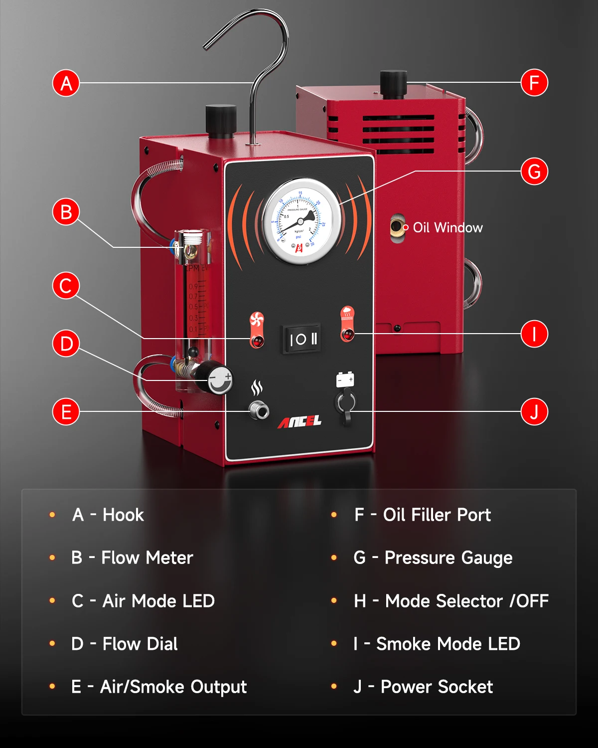 ANCEL S300 Coche Detector de Fugas de Humo EVAP Tubería Generador de Humo Analizador de Fugas de Tubería Probador Sistema EVAP Herramientas de