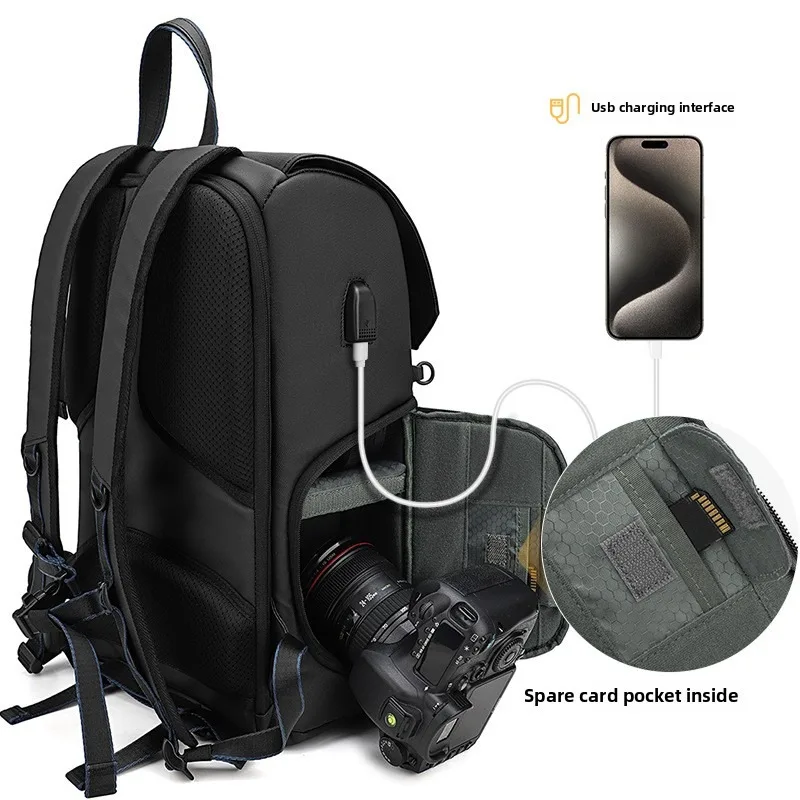 Bolsa para câmera de ombro duplo slr, à prova d'água e antirroubo, grande capacidade, filme, drone, bolsa ao ar livre, ombro duplo