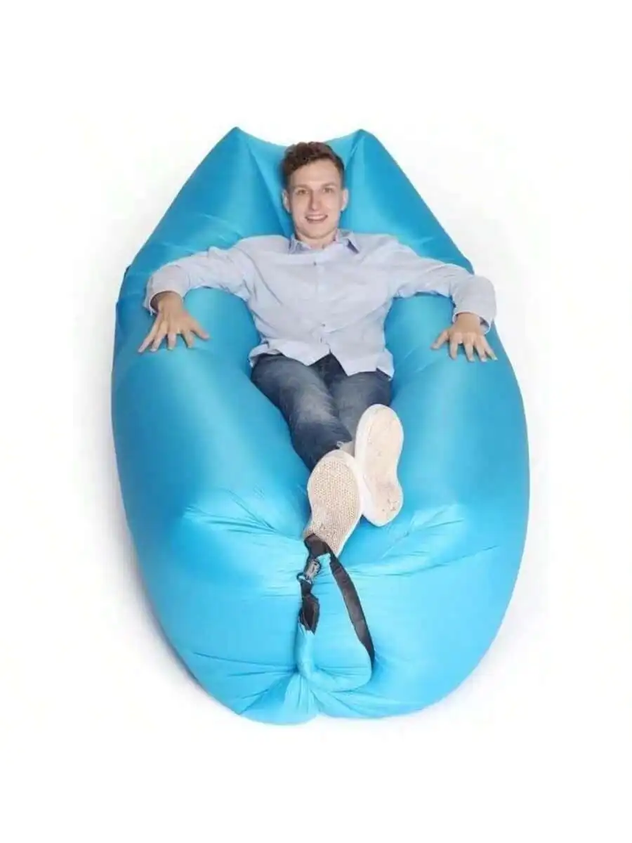 قطعة واحدة للاسترخاء في الراحة: أريكة هوائية قابلة للنفخ - محمولة، مقاومة للماء - مثالية للفناء الخلفي والشاطئ والتخييم والأزرق.