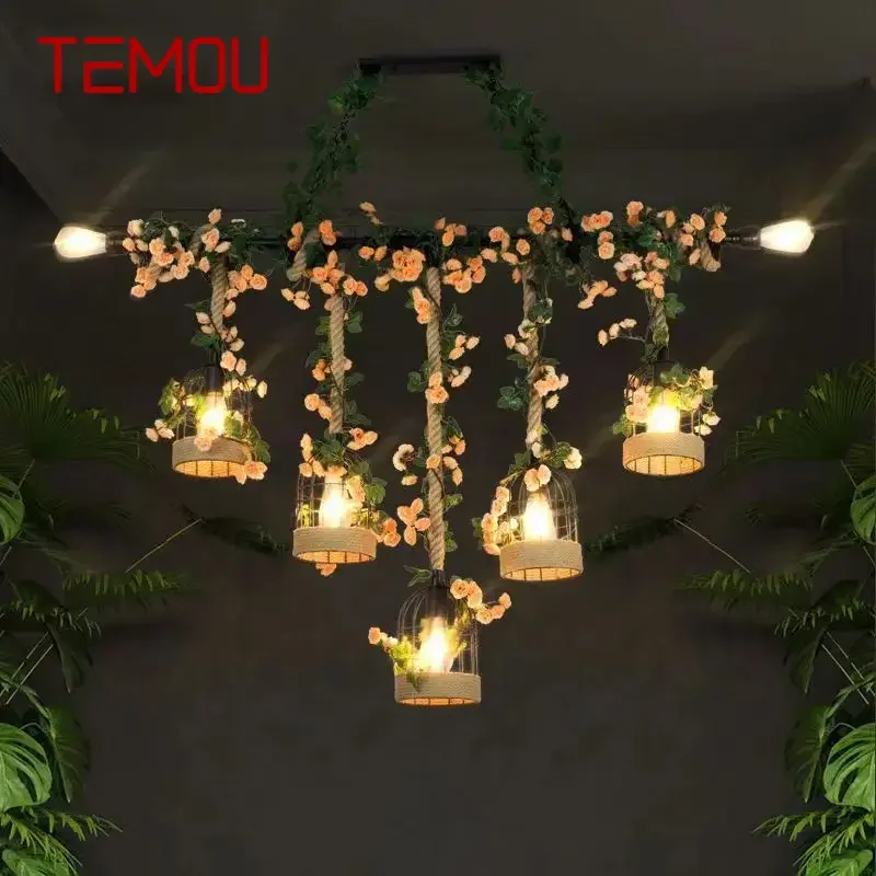 TEMOU American Country Pendant Lamp Retro Creativity Plant Music Restaurant Cashier Counter Bar Cafe Milk Tea Shop Chandelier