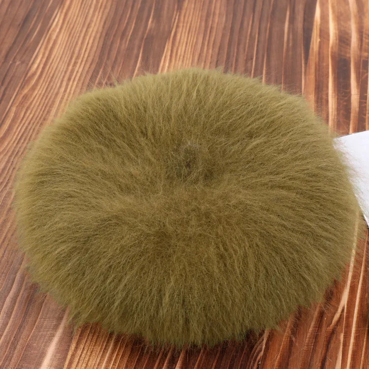 Real Mink Fur Artist Beret Ladies Fluffy Plush Texture Multiple Colors Soft Warm Elegant Street Winter Headwear