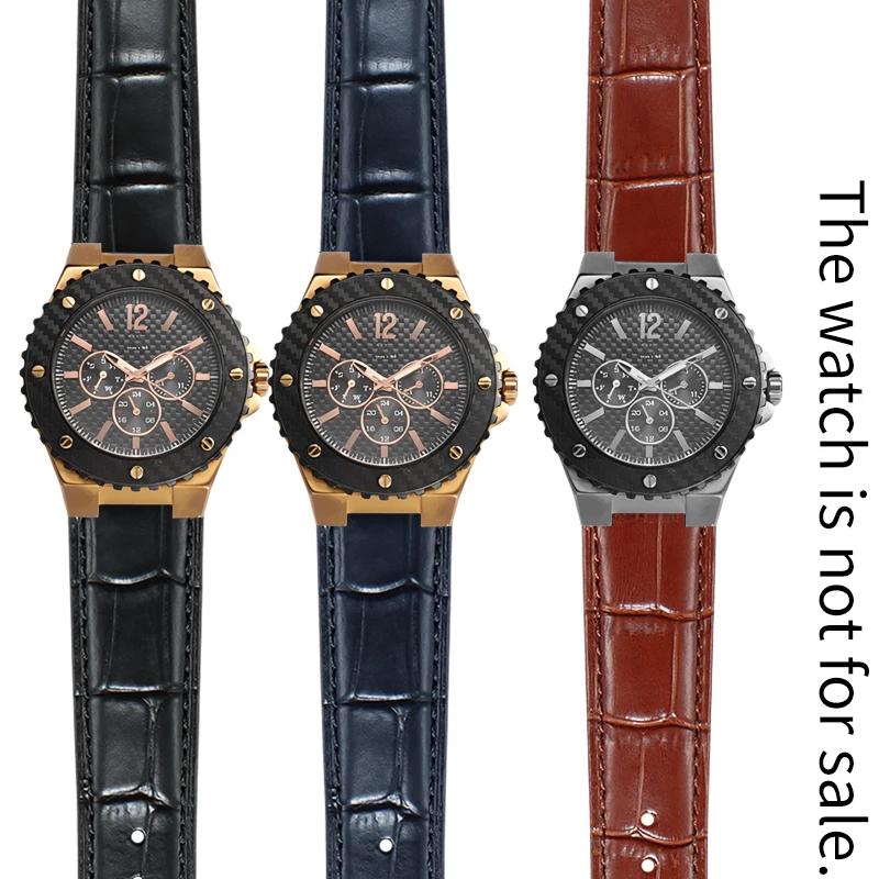 Convex cowhide watch band for GUESS Watch W0149L5 Series Watchband Genuine leather watch strap Replace Wristbands 24x16 strap