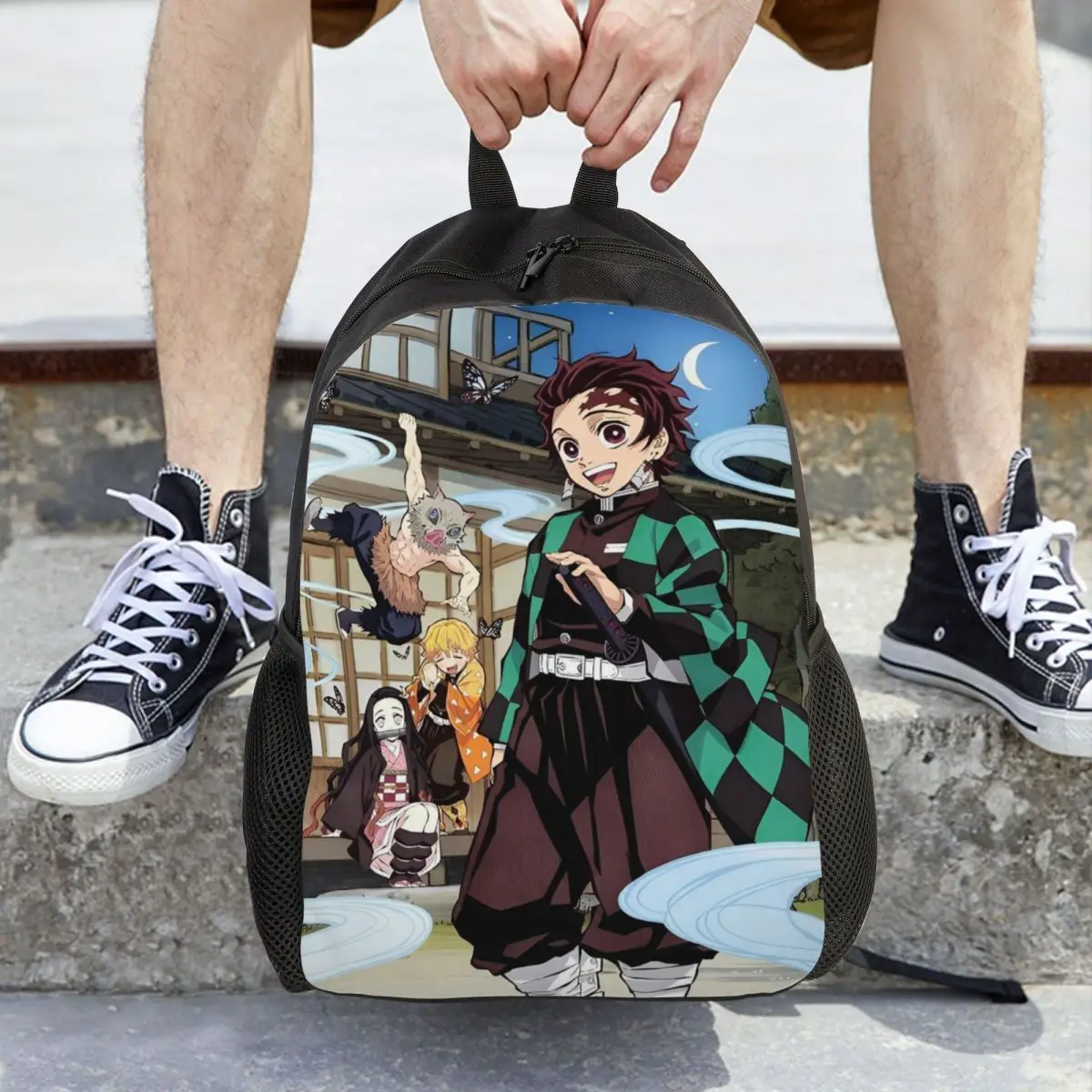 Mochila Demon Slayer Anime Kamado Nezuko Tanjirou para hombres y mujeres, mochila informal de negocios para escuela secundaria, bolso de hombro universitario, regalo