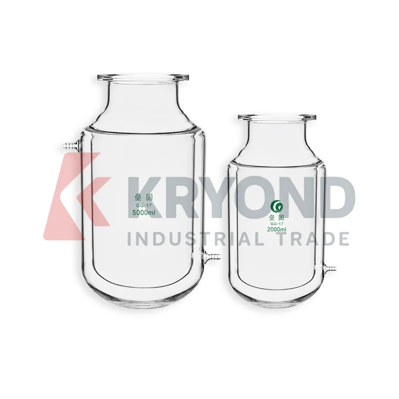 Double Layer Reaction Flask Flat Bottom Glass Jacketed Reactor Three Neck Four Neck Laboratory Vessel Research Use Pack 1PCS Set