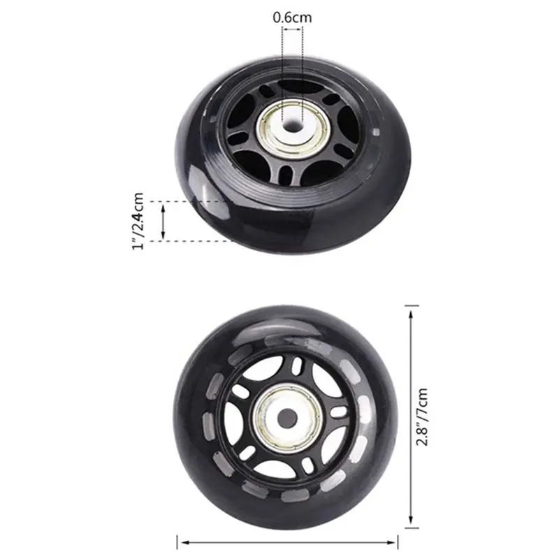 RTENTE-20Pcs Roller Skates Non-Flashing Wheel Skate Wheel 70X24mm Bearing Skate Accessories Non-Slip