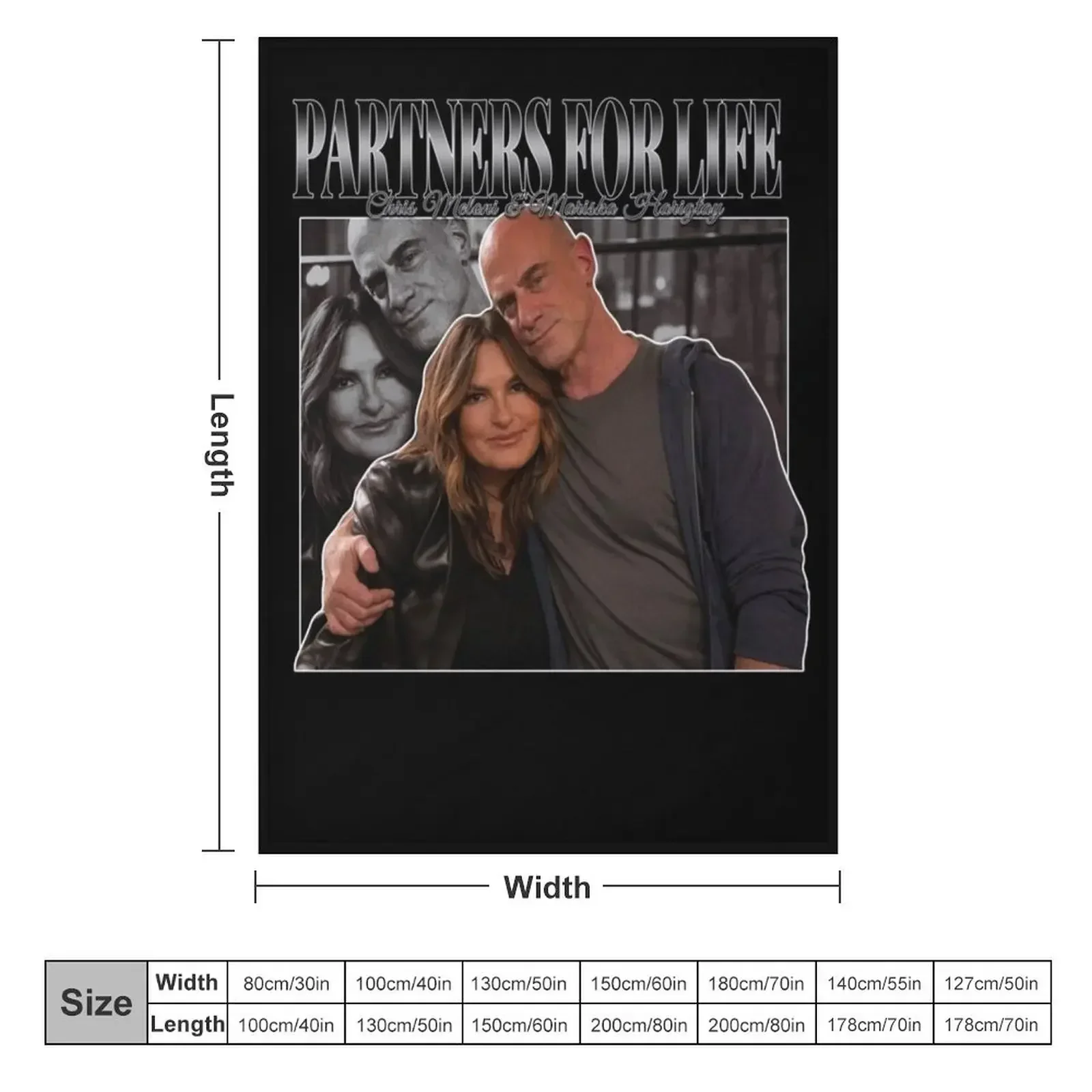 Partners for Life Mariska Hargitay and Chris Meloni 90s Inspired Vintage Homage Classic Throw Blanket