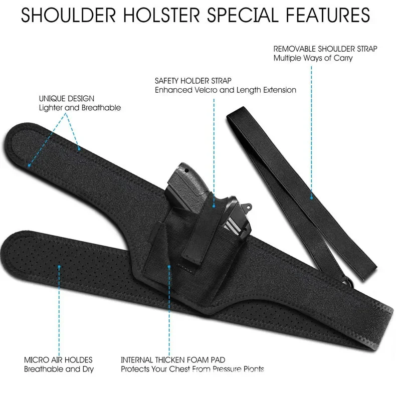 Underarm Hidden Gun Holster Shoulder Holster Right Hand Tactical Handgun Carry Pouch Bullet Clip Sleeve Glock 17 19 Holder