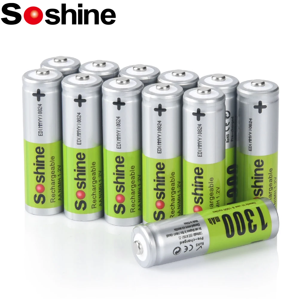 Soshine 1300mAh 1.2V NIMH Rechargeable Batteries AA Nimh Low Self Discharge Battery for Wireless Mouse Keyboards Toy Camera