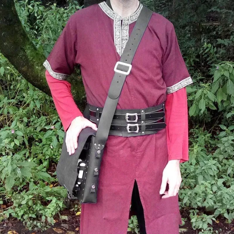 Accesorio de disfraz de alquimista de bruja Medieval renacentista, bolso de hombro de cuero Steampunk, bolso cruzado de médico de guerra