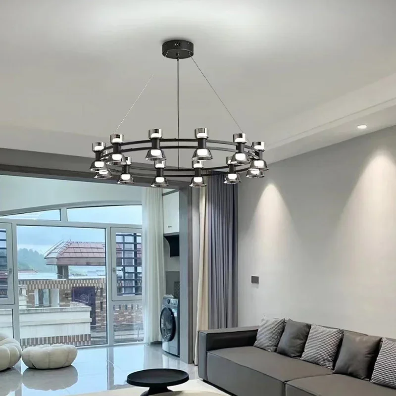 Modern LED round Pendant Light Luxury Ceiling Hanging Lamp for Indoor Home Decor Suitable for Dining Living Room Bedroom view 3