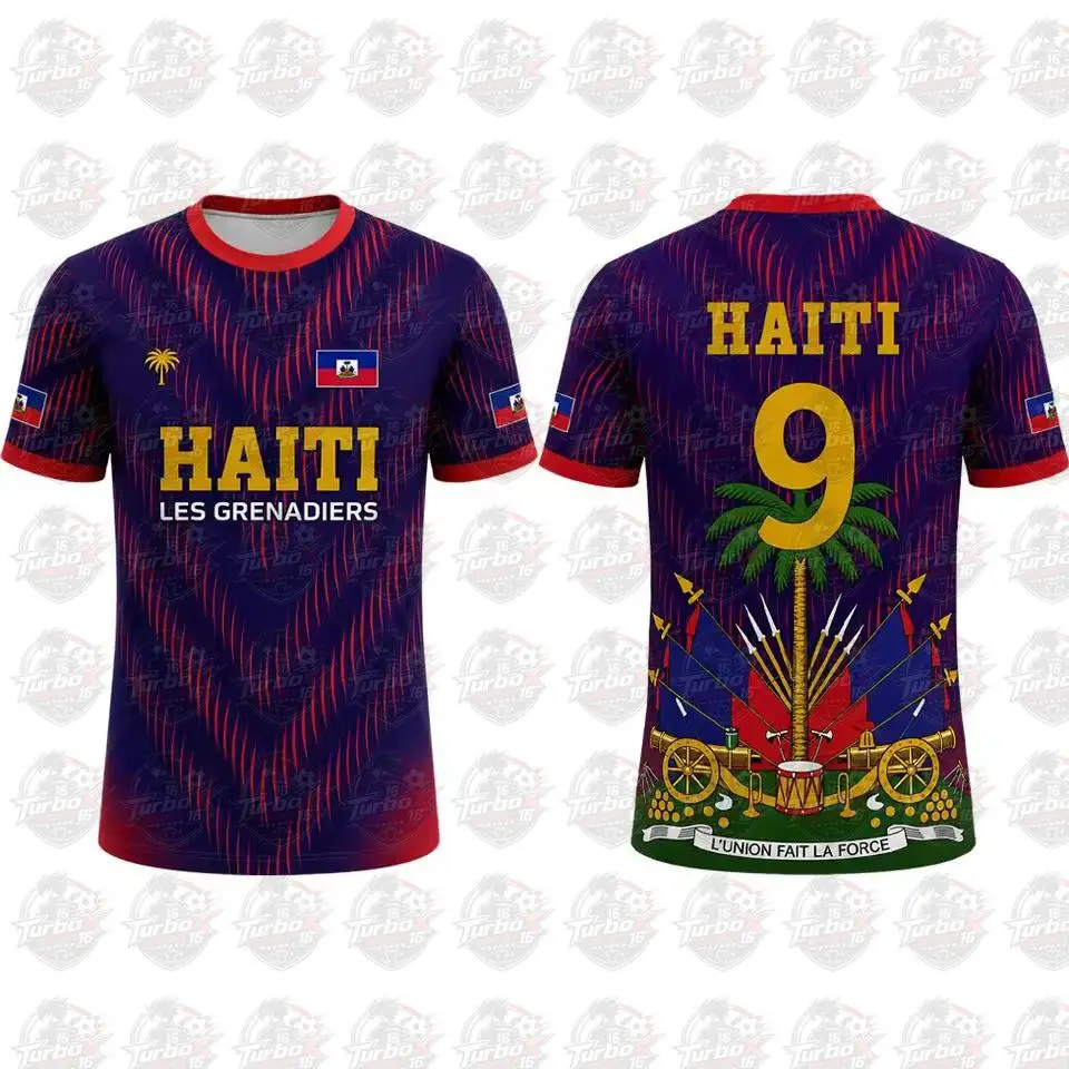 Haitian Flag 3d Print Quick Dry Football Jersey 2026 New Men's Sports Short Sleeve T-shirt Men's And Women's Casual Summer Tops